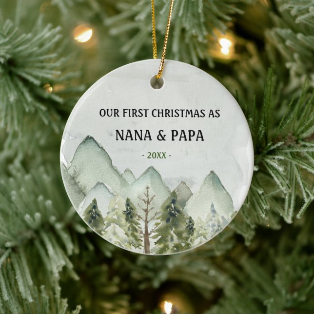 Unsere ersten Weihnachten als Großeltern Keramik Ornament (Baum)