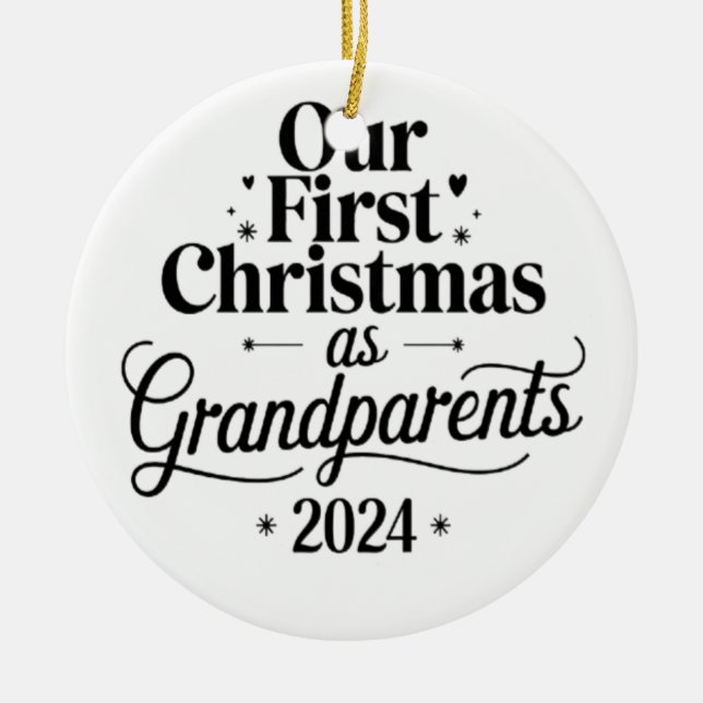 unsere ersten Weihnachten als Großeltern Keramik Ornament (Vorne)