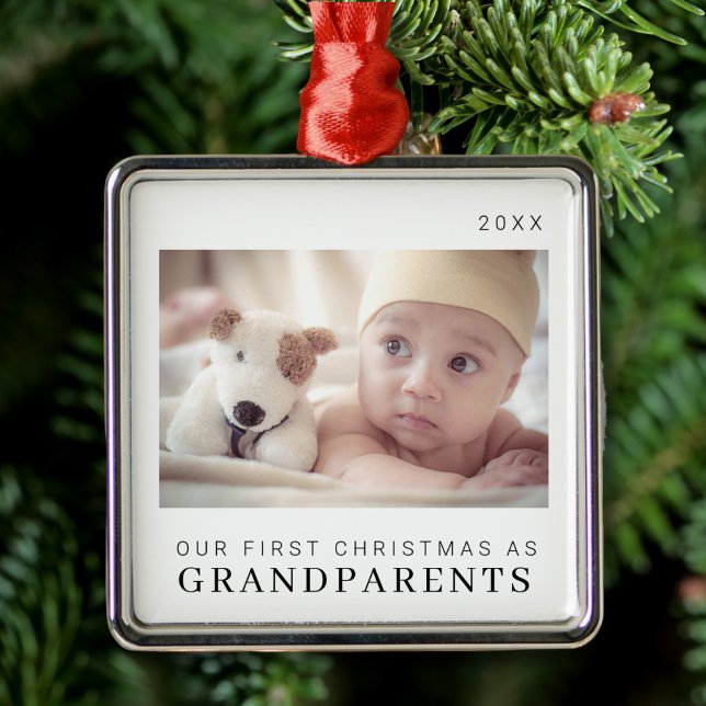 Unsere ersten Weihnachten als Großeltern Moderne Ornament Aus Metall (Von Creator hochgeladen)
