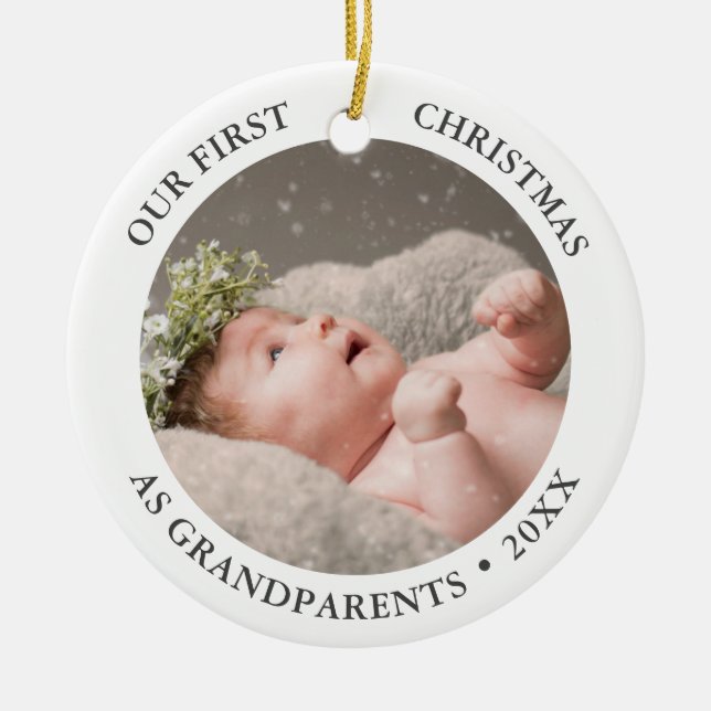 Unsere ersten Weihnachten als Großeltern Modernes  Keramik Ornament (Vorne)