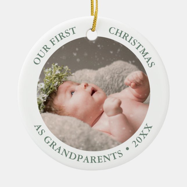 Unsere ersten Weihnachten als Großeltern Modernes  Keramik Ornament (Vorne)