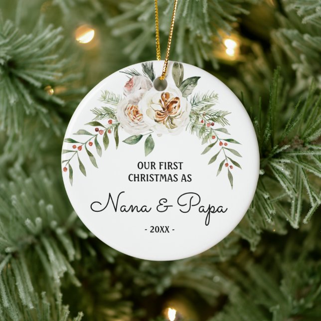 Unsere ersten Weihnachten als Großeltern Nana und  Keramik Ornament (Baum)