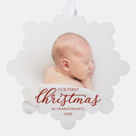 Unsere ersten Weihnachten als Großeltern Ornament Karte