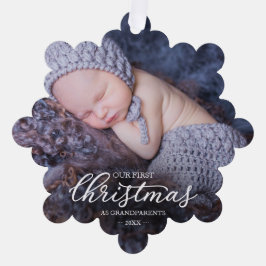 Unsere ersten Weihnachten als Großeltern Ornament Karte