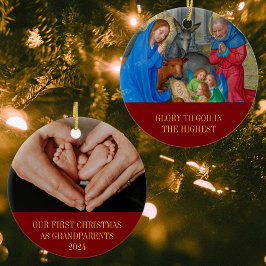 Unsere ersten Weihnachten als Großeltern Religiöse Keramik Ornament