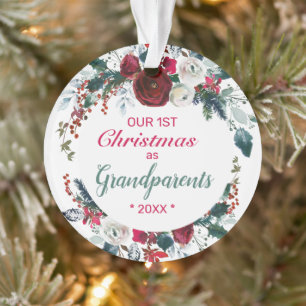Unsere ersten Weihnachten als Großeltern Rose Wrea Ornament