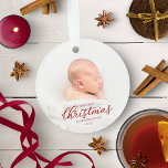 Unsere ersten Weihnachten als Großeltern rotes Skr Ornament<br><div class="desc">Unsere ersten Weihnachten als Großeltern Rote Schrift Ornament</div>