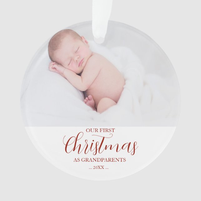 Unsere ersten Weihnachten als Großeltern rotes Skr Ornament (Vorderseite)