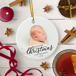 Unsere ersten Weihnachten als Großeltern Schwarzes Keramik Ornament<br><div class="desc">Unsere ersten Weihnachten als Großeltern Schwarzes Script Keramik Ornament</div>