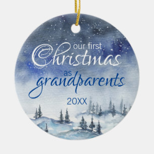 Unsere ersten Weihnachten als Großeltern Watercol Keramik Ornament