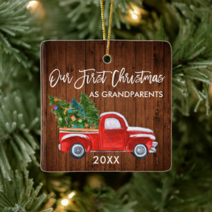 Unsere ersten Weihnachten als Großeltern Woodruck Keramikornament