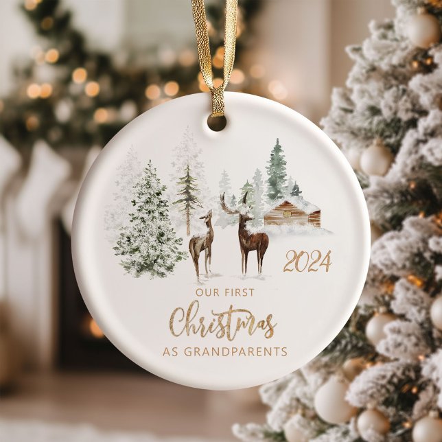 Unsere ersten Weihnachten als Großelternwälder Keramik Ornament (Von Creator hochgeladen)