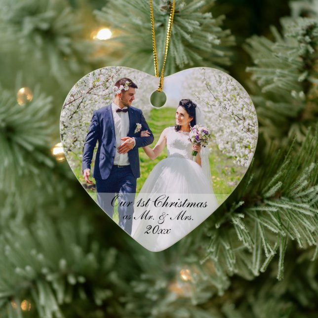 Unsere ersten Weihnachten als Herr. & Mrs. 2 Foto  Keramik Ornament (Baum)