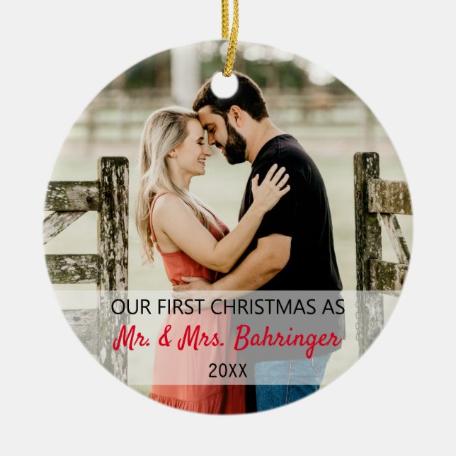 Unsere ersten Weihnachten als Herr. & Mrs. Add Two Keramik Ornament (Vorne)