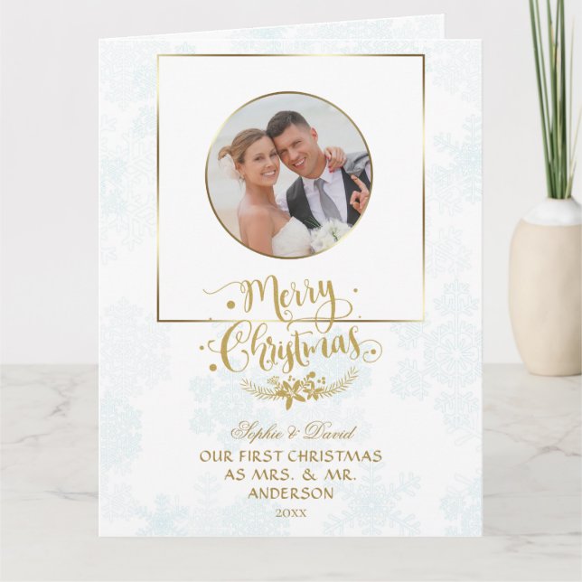 Unsere ersten Weihnachten als Herr. & Mrs. Custom  Karte (Vorderseite)