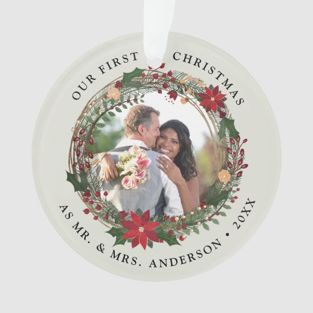 Unsere ersten Weihnachten als Herr. & Mrs. Hochzei Ornament (Vorderseite)