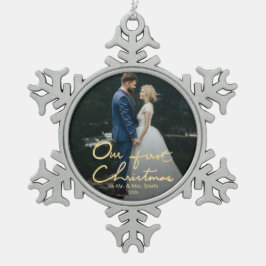 Unsere ersten Weihnachten als Herr. & Mrs. | Keepa Schneeflocken Zinn-Ornament