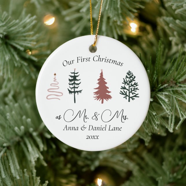 Unsere ersten Weihnachten als Herr. & Mrs. Keepake Keramik Ornament (Baum)