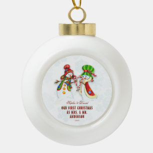 Unsere ersten Weihnachten als Herr. & Mrs. Niedlic Keramik Kugel-Ornament