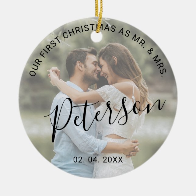 Unsere ersten Weihnachten als Herr. & Mrs. wedding Keramik Ornament (Vorne)
