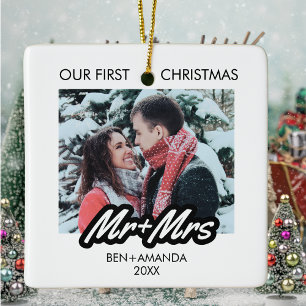 Unsere ersten Weihnachten als Herr und Frau Foto Keramikornament