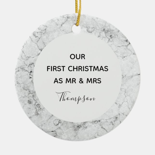Unsere ersten Weihnachten als Herr und Frau Marble Keramik Ornament (Vorne)
