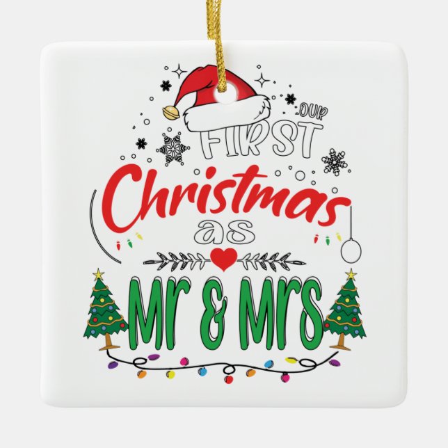 Unsere ersten Weihnachten als Herr und Frau Matchi Keramikornament (Vorderseite)
