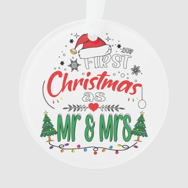 Unsere ersten Weihnachten als Herr und Frau Matchi Ornament (Vorderseite)