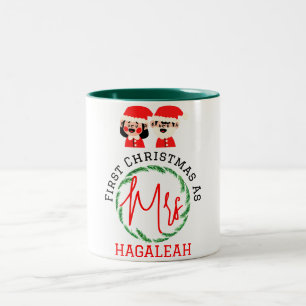 Unsere ersten Weihnachten als Herr und Frau Newlyw Zweifarbige Tasse