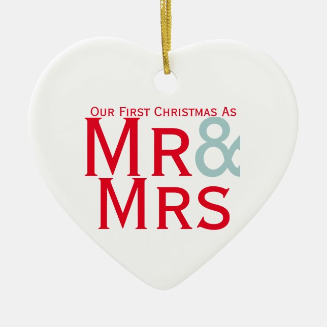 Unsere ersten Weihnachten als Herr und Frau Paare Keramikornament (Vorne)