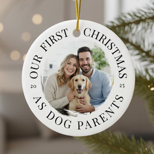 Unsere ersten Weihnachten als Hundeeltern Keramik Ornament