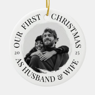 Unsere ersten Weihnachten als Husband & Ehefrau Mi Keramik Ornament