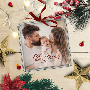 Unsere ersten Weihnachten als Mama und Vater Baby Ornament Aus Metall