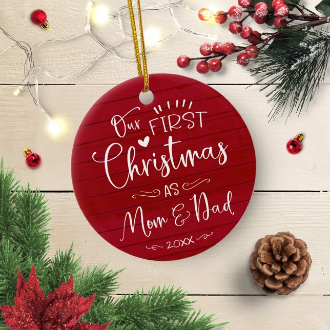 Unsere ersten Weihnachten als Mama und Vater Bauer Keramik Ornament (Von Creator hochgeladen)