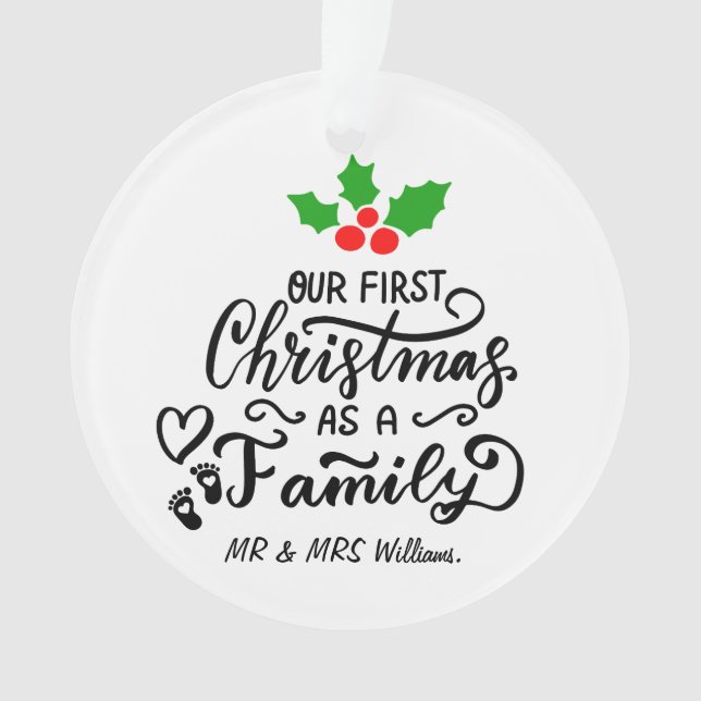 Unsere ersten Weihnachten als Mama und Vater Foto Ornament (Vorderseite)