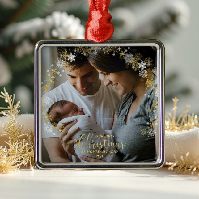 Unsere ersten Weihnachten als Mama und Vater Gilde Ornament Aus Metall (Von Creator hochgeladen)