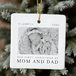 Unsere ersten Weihnachten als Mama und Vater Moder Keramikornament