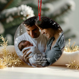 Unsere ersten Weihnachten als Mama und Vater Snowf Ornament