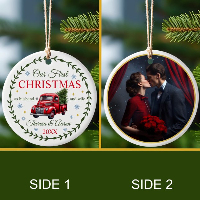 Unsere ersten Weihnachten als Mann und Ehefrau Keramik Ornament (Von Creator hochgeladen)