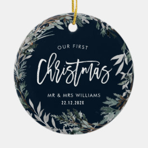 unsere ersten Weihnachten als mehr. und März. Win Keramik Ornament