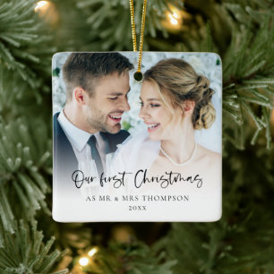 Unsere ersten Weihnachten als Mr. 2 Fotos Script Keramikornament