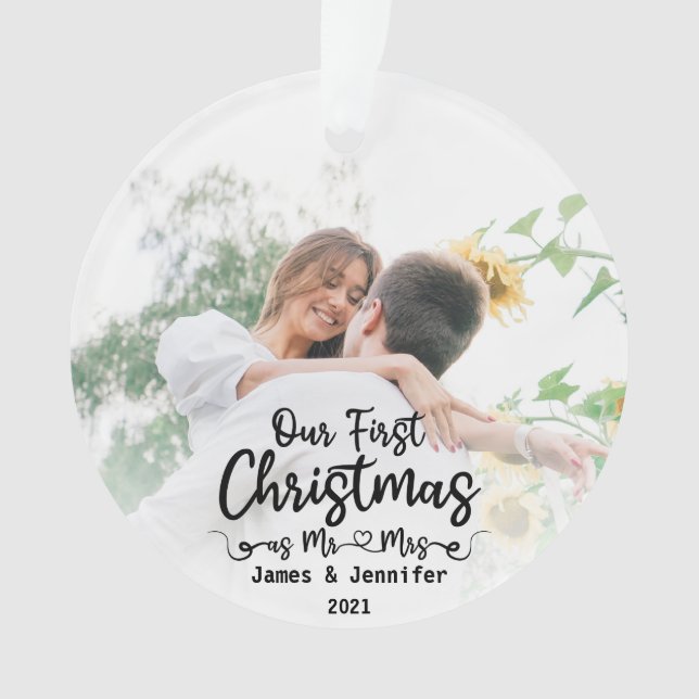 Unsere ersten Weihnachten als Mr. & Mrs. Custom 2  Ornament (Vorderseite)