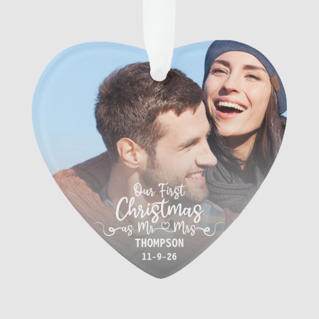 Unsere ersten Weihnachten als Mr. & Mrs. Custom 2  Ornament (Vorderseite)