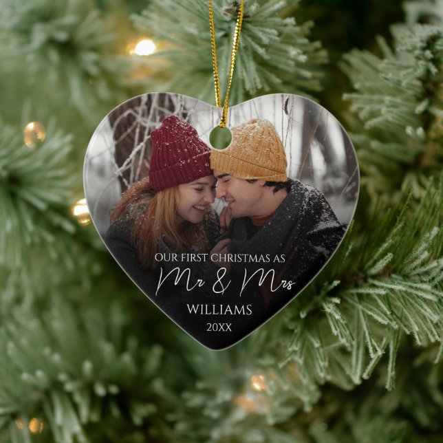 Unsere ersten Weihnachten als Mr. & Mrs. Elegant F Keramik Ornament (Baum)