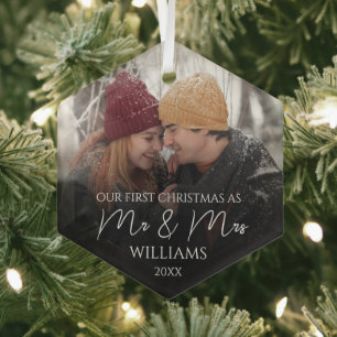 Unsere ersten Weihnachten als Mr. & Mrs. Elegant F Ornament Aus Glas