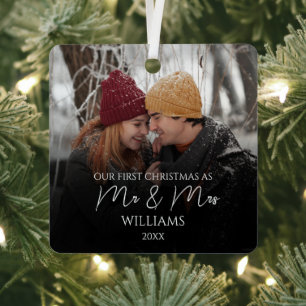 Unsere ersten Weihnachten als Mr. & Mrs. Elegant F Ornament Aus Metall