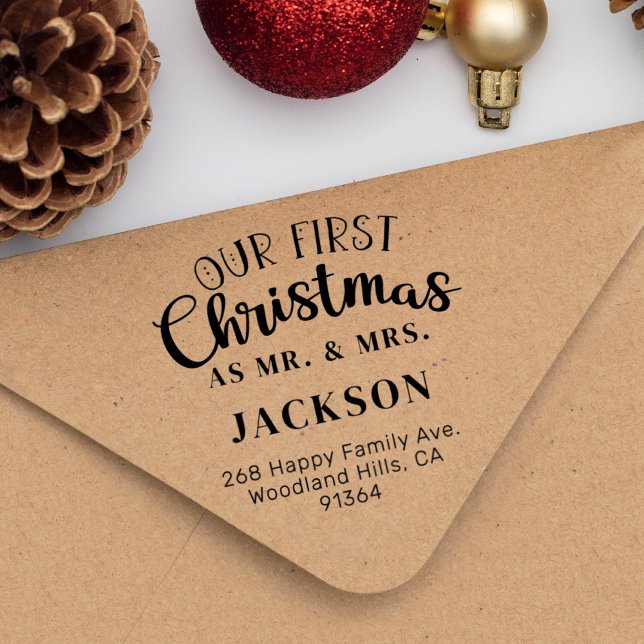 Unsere ersten Weihnachten als MR & MRS Rücksendead Gummistempel (Von Creator hochgeladen)