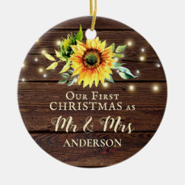 Unsere ersten Weihnachten als Mr. & Mrs. Sunflower Keramik Ornament