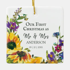 Unsere ersten Weihnachten als Mr. & Mrs. Sunflower Keramikornament
