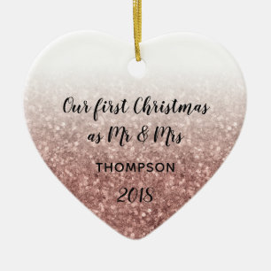 Unsere ersten Weihnachten als Mr. & Mrs. Verheirat Keramik Ornament